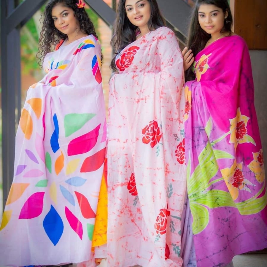 Batik Saree 06, handmade Sri Lankan batik saree, KB-006
