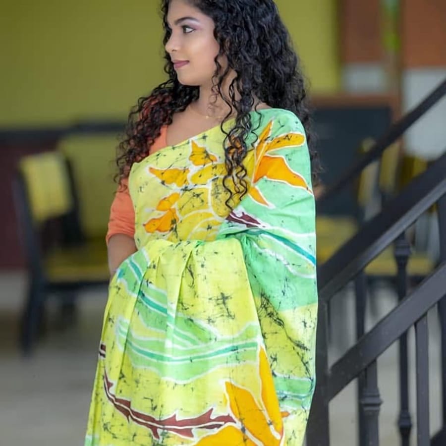 Batik Saree 11, handmade Sri Lankan batik saree, KB-011