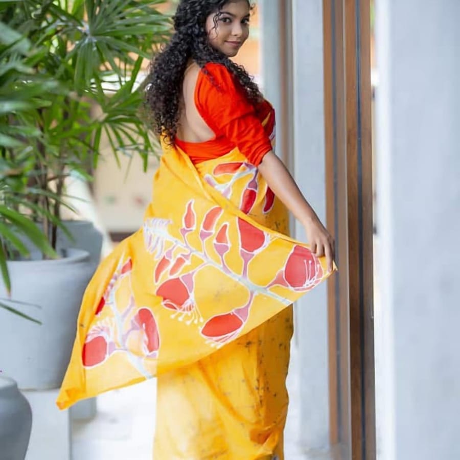 Batik Saree 13, handmade Sri Lankan batik saree, KB-013