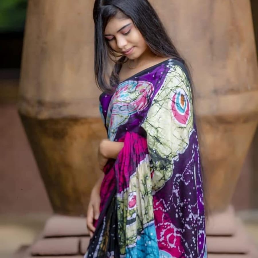 Batik Saree 18, handmade Sri Lankan batik saree, KB-018